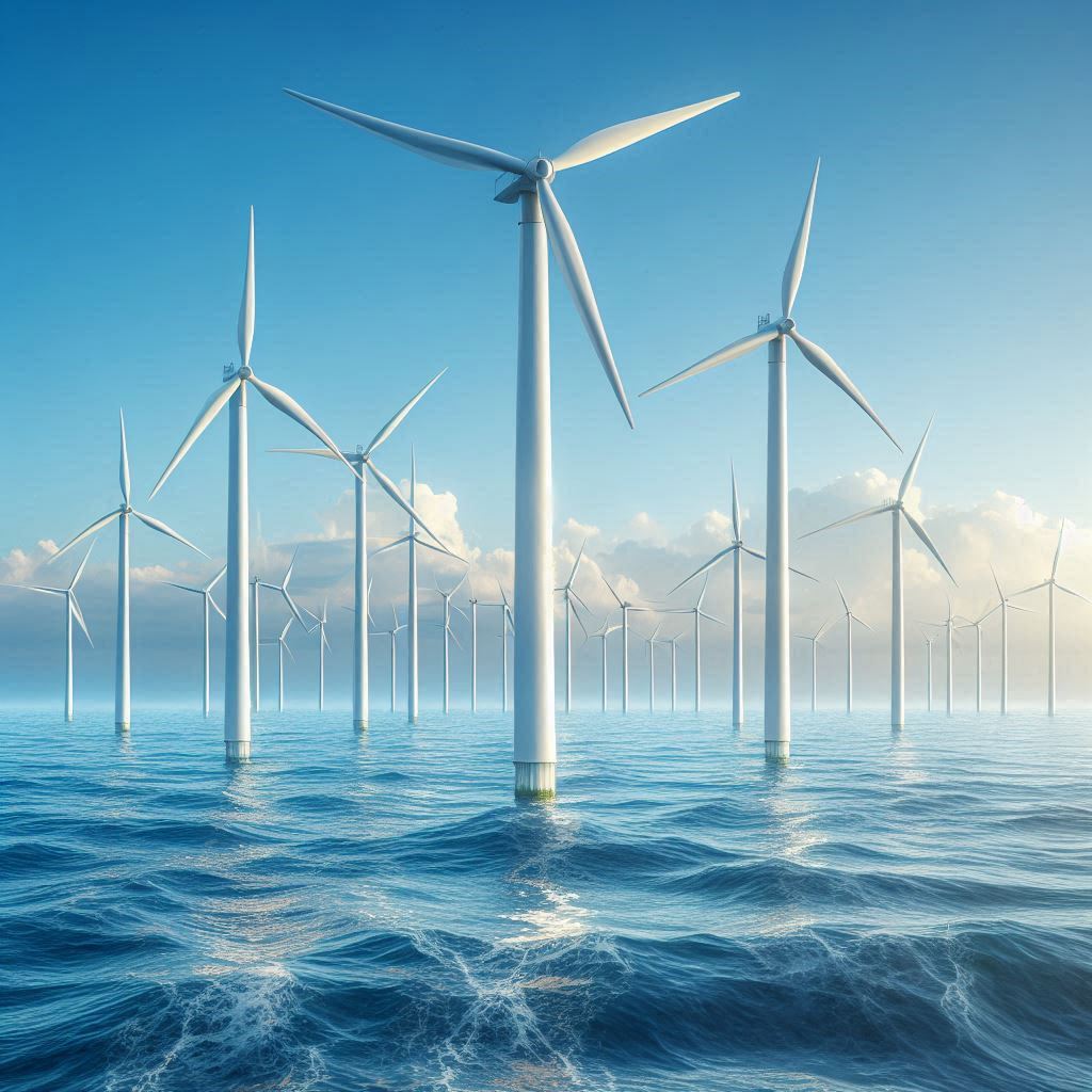 Des éoliennes En Mer Très Agitée Sans Oiseaux