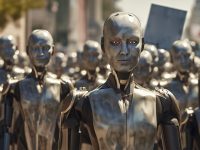 Vue Rapprochee De L Armee De Robots D Intelligence Artificielle